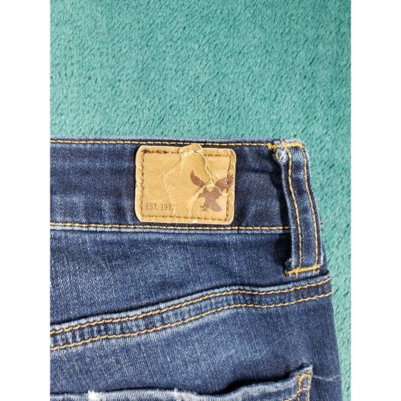 American Eagle Jeans Size 2 Womens Blue Denim Stretch Pants High Rise Jegging - Picture 12 of 13
